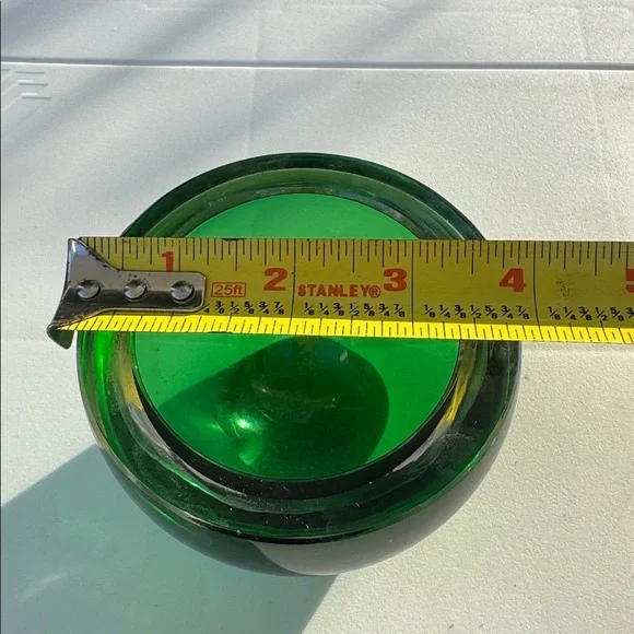Vtg Rare St Louis Crystal France Art Glass Emerald Green Mini Bowl Ashtray 4” - Picture 5 of 6